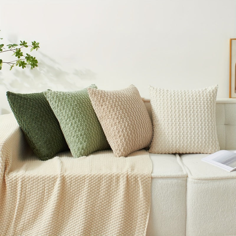 4 Soft Velvet Modern Double-sided Design Sofa Pillowcases, Office Chair Backrest Pillowcases, Bedside Cushion Covers, and Machine-washable Sofa and Bed Decorative Cushion Covers