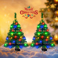 Solar Pre-Lit Christmas Trees, 2-Piece Outdoor Garden Stake Lights with Multicolor Holiday Glow for Walkways, Front Yards and Courtyards