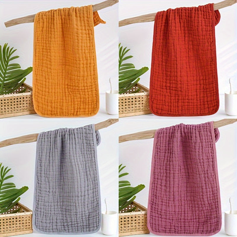 4pcs Set Of Ultra Soft And Breathable Cotton Towels - Lightweight, Quick Drying Textured Towels, Six Layer Gauze, Suitable for Bathing, Facial, Gym And Spa - Multiple Colors - Ideal Choice for Family And Travel