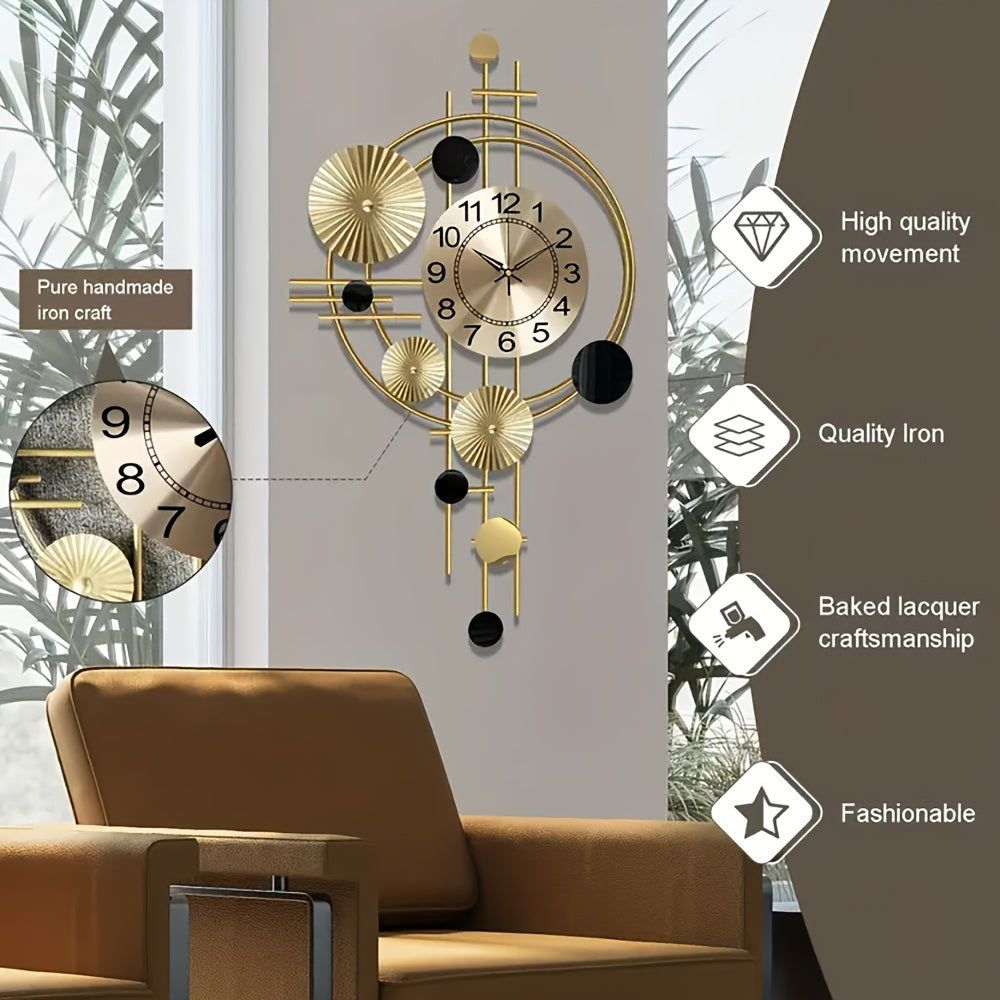 Metal Wall Clock Decorative 3D Metal Wall Art Clock for Living Room Bedroom Creative Modern big Wall Clock Decor with Silent No-Ticking 30.7 X 17.7 inch