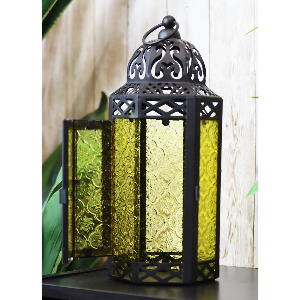 Decorative Moroccan Candle Lantern Holder, Medium, 10.5" Tall