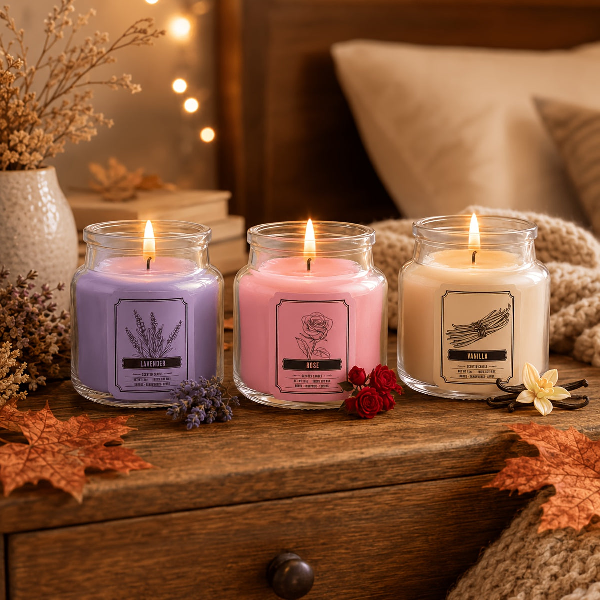 6pcs Candles Set Scented Candles for Home, Gifts for Family People And Friends, Soy Candle Of 3.5oz, 120 Hour Lasting, 6 Scents Fragrance Of Jasmine Eucalyptus Lavender Vanilla Rose Lemon, for Thanksgiving Christmas Decor, Fall Candle