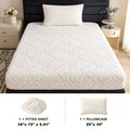 Embossed Fitted Sheet with Optional Pillowcases, Soft Deep Pocket Machine Washable Bedding in White, Gray, Khaki, Blue and Green for Twin Full Queen King