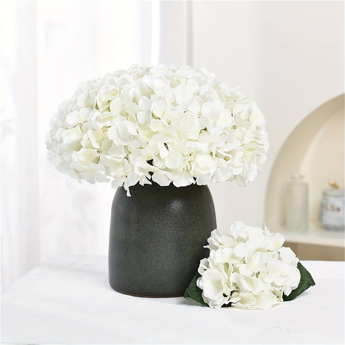 60 Pack Hydrangea Artificial Flowers Heads With Stems, Fake Hydrangea Flowers For Wedding Centerpiece Bouquets DIY Home Garden Party Decor