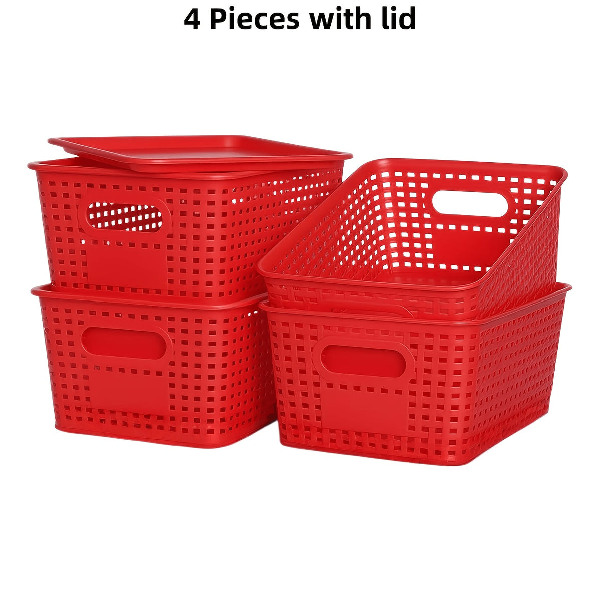 8/4-Pack-Space-Saving Organizers with Lids for Shelves/ Closet/ Desk | Multi-Scene Use In Dorm, Playroom & Office (10"x7"x4", Declutter Essential) with A File Organizer Bag, The Best Gifts for Easter Sunday And Mother's Day
