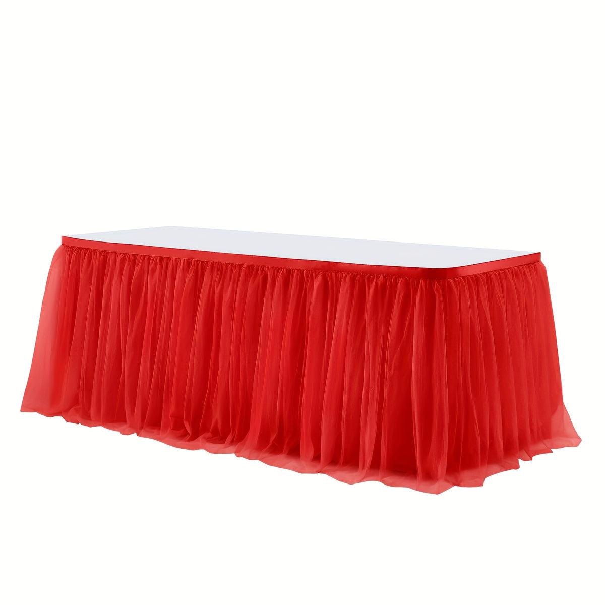 6Ft Pink Tulle Table Skirt Tablecloth, Pink Ruffle Tutu Table Skirts, for Rectangle Tables Or Round Tables Desk Skirt for Princess Birthday Party Cake Dessert Table Decorations Halloween, Christmas