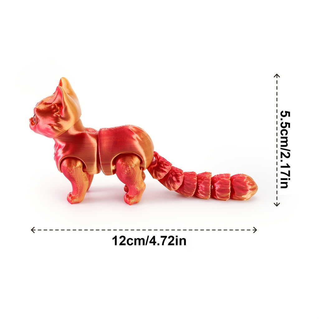 Articulated Cat Figurines Set of 6, Random Color 3D Printed Cats with Poseable Joints for Desktop Displays, Shelf Decor and Cat Lover Gifts