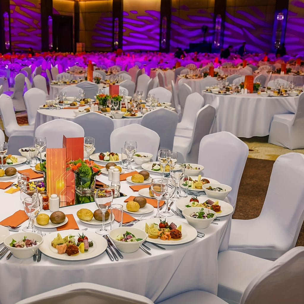 30/50/100/150pcs Elastic Spandex Banquet Chair Covers, Universal Stretch Fit Chair Protectors, Wedding Decorative Chair Covers, Suitable For Weddings, Holidays, Banquets, Parties, Celebrations, Business Meetings, Christmas