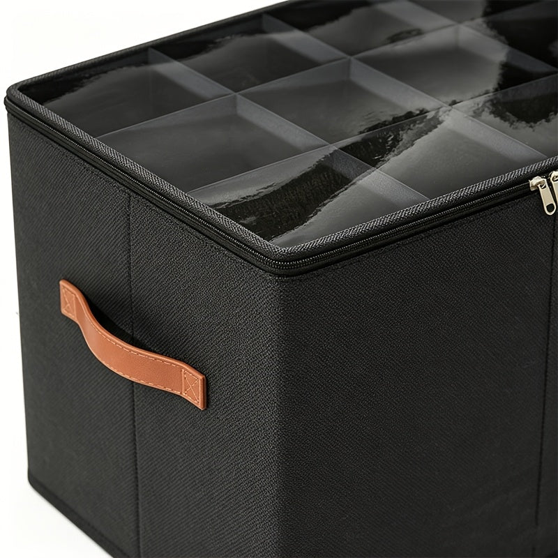 Shoe Storage Bin Set, 2-Piece Closet Organizers with Transparent Lid, Reinforced Handles and Foldable Storage for Boots, Heels and Sneakers