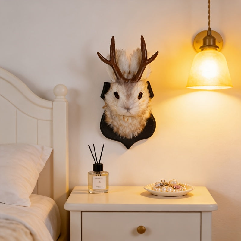 Decor Deer Head Animal Wall Mount, Taxidermy Mount Whimsical Deer Head Hanging Wall Art for Home Wall Decoration