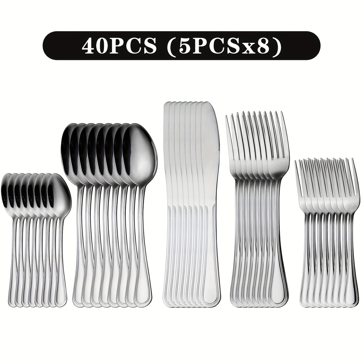 Stainless Steel Flatware Cutlery Set, 20/22/40/60/72pcs for 4/8/12, Silvery/Black/Golden, for Home Kitchen Restaurant Hotel, Affordable Utensils Set, Mirror Polished, Dishwasher Safe, Perfect for Gifts Weddings Outdoor Camping.Local Warehouse