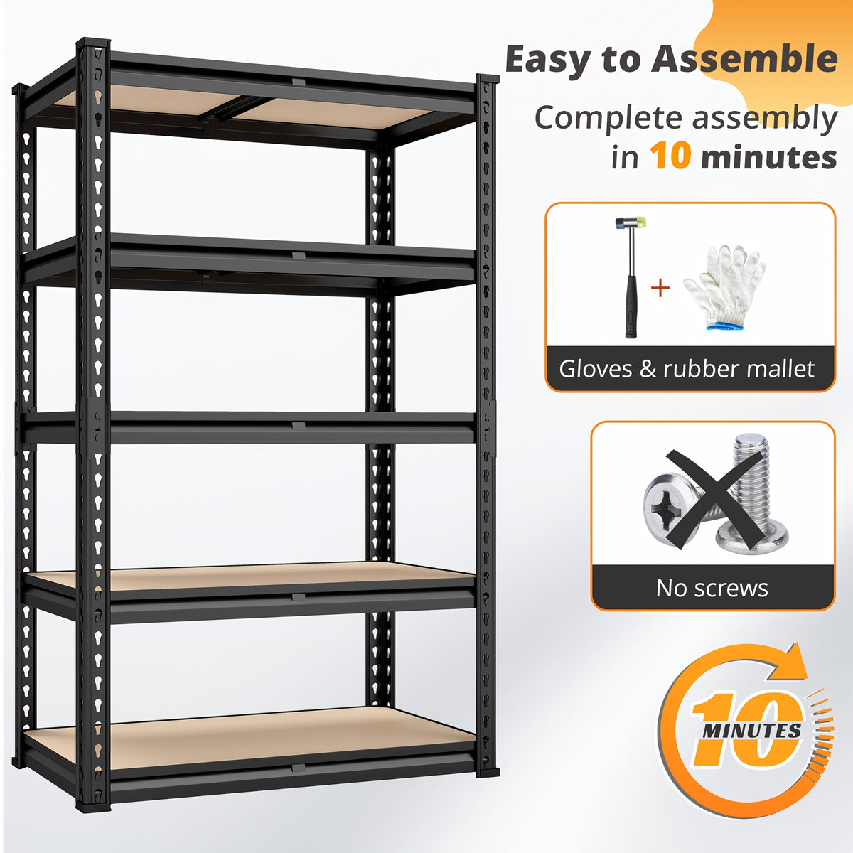 [Heavy-Duty Home Storage Shelf] 60"H Five-Tier Storage Rack, 2000LBS Capacity, Adjustable Storage Shelf, Sturdy Wooden Shelving Unit, Space-Saving Freestanding Kitchen Pantry Basement Utensil Rack, 27.6"W X 11.8"D X 60"H Practical Storage Shelf