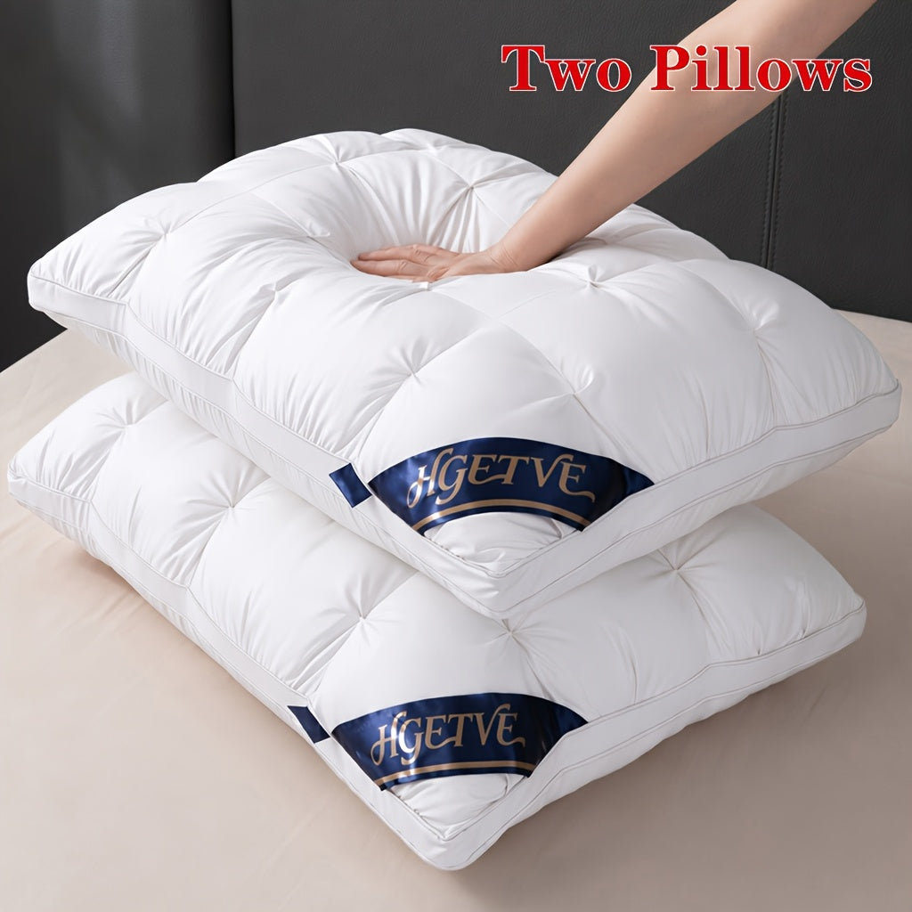2pcs Hotel Quality Sleep Pillow, Deep Sleep Neck Pillow, Highly Elastic And Plump Pillow Core, Hypoallergenic And Skin-Friendly Pillowcase, Easy Clean, Soft And Breathable, Sleep-aiding Pillow, All-Season, Queen/King Size, Holiday Gift