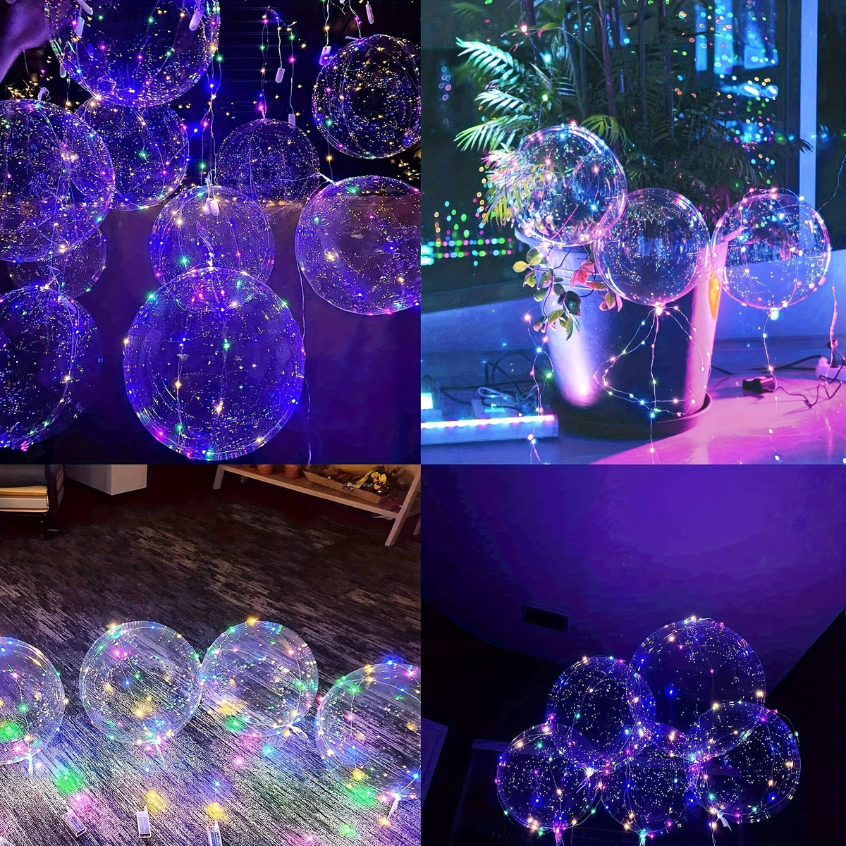 20pcs (10PCS LED Lights with 10pcs LED Light Up Bobo Balloons)String Lights Transparent Balloons for Birthday Wedding Christmas Party Easter Mother's Day Graduation Halloween Decor Decorations. 2*AA Batteries And Helium Not Included,Suitable