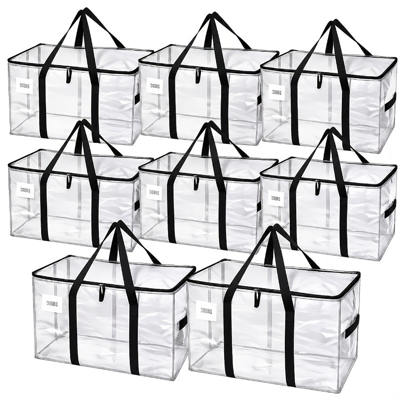 8Pack Extra-Large Moving Bags with Lids, Heavy-Duty Storage Totes for Winter Clothes, 50 Lb Capacity, Strong Handles And Zippers, Ideal for Moving And Storage