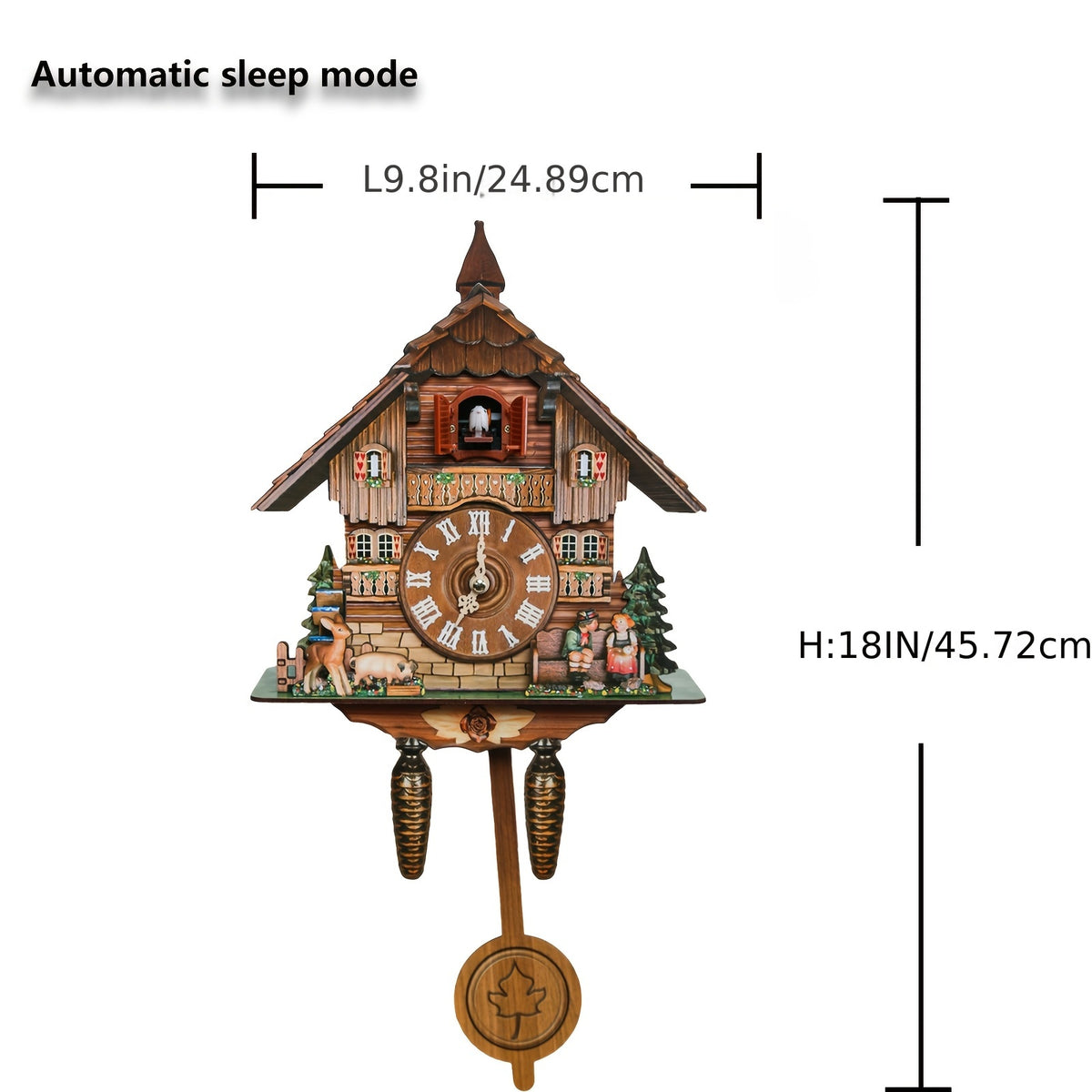 Wooden Cuckoo Clocks for Adult Bedroom Decor with Night Mode, Singing Bird, European Forest Style Home Wall Clock