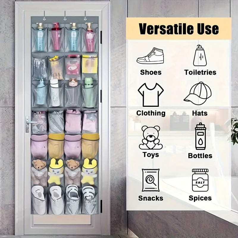 40 Pocket Door Hanging Organizer with Slip Hooks - Heavy Duty Fabric Mesh Storage Locker for Shoes, Cruise Ship Essentials, Doors and Utility Room Organizations - Space-saving Door/ Wall Hanging Organizer with 40 Clusters, Durable and Easy