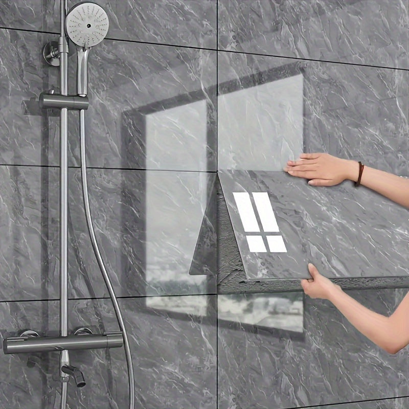 Glossy Marble Wall Panels, 20 or 40 Self-Adhesive PVC Peel and Stick Tiles in 23.62 x 11.8 Inch Size for Kitchen, Bathroom and Living Room Decor