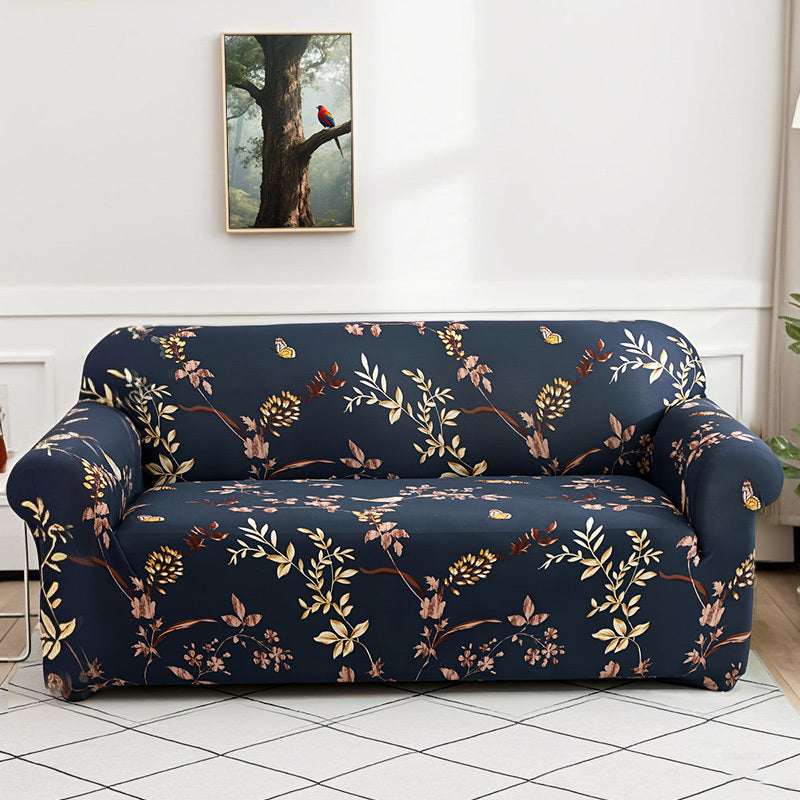 Modern Stretch Full-Size Sofa Cover - High-Stretch Polyester Blend, Non-Slip & Machine Washable, Digital Print Telescopic Fit for 1-4 Seater Sofas, Home & Office Dual-Use, Contemporary Style, Furniture Protector, Floral Pattern, Snug Elastic, Furniture Sl
