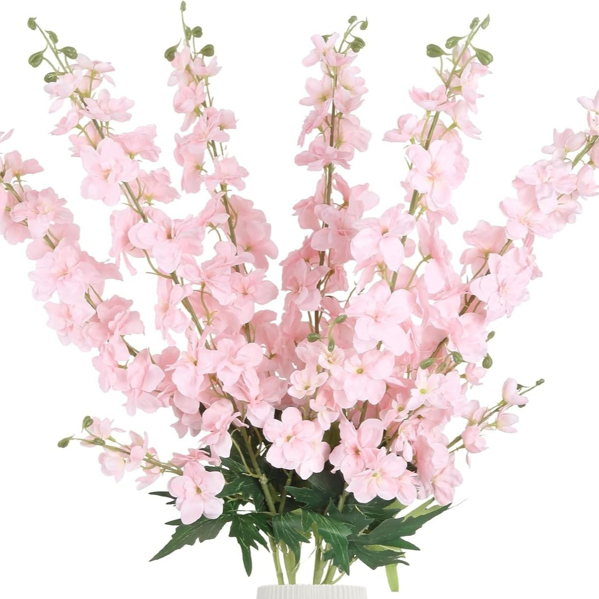 6pcs Delphinium Artificial Flowers 33.5 Inch Champagne Fake Flowers Long Stem Faux Snapdragon Flowers for Vase Table Home Wedding Party Garden Decoration