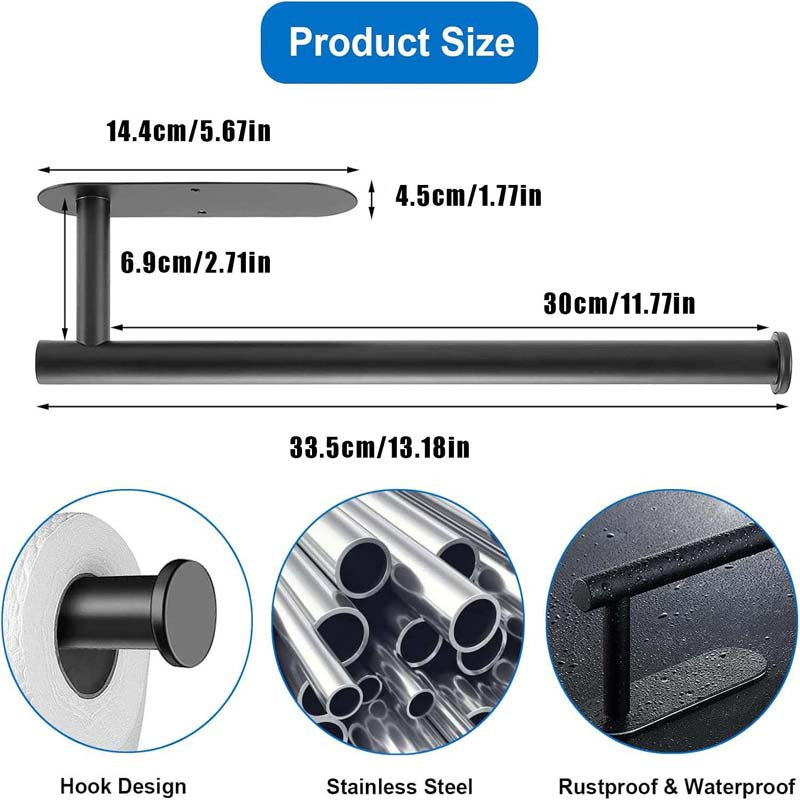 2-Pack Kitchen Paper Towel Holder, Creative Punch-Free Self-Adhesive Paper Towel Holder Under Cabinet, Wall-Mounted Towel Rack/ Towel Rack for Kitchen, Bathroom And RV - Adhesive for Kitchen And Bathroom, Can Hold Paper Rolls