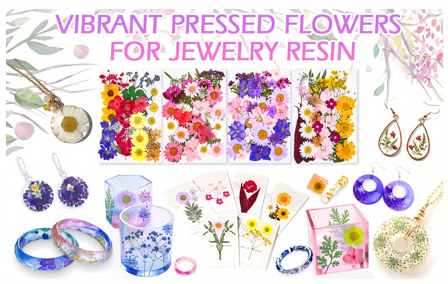 140pcs Vibrant Dried Flowers and Leaves Set - Nature-Inspired Decoration Kit for DIY Crafts, Resin Jewelry, Scrapbooking and More