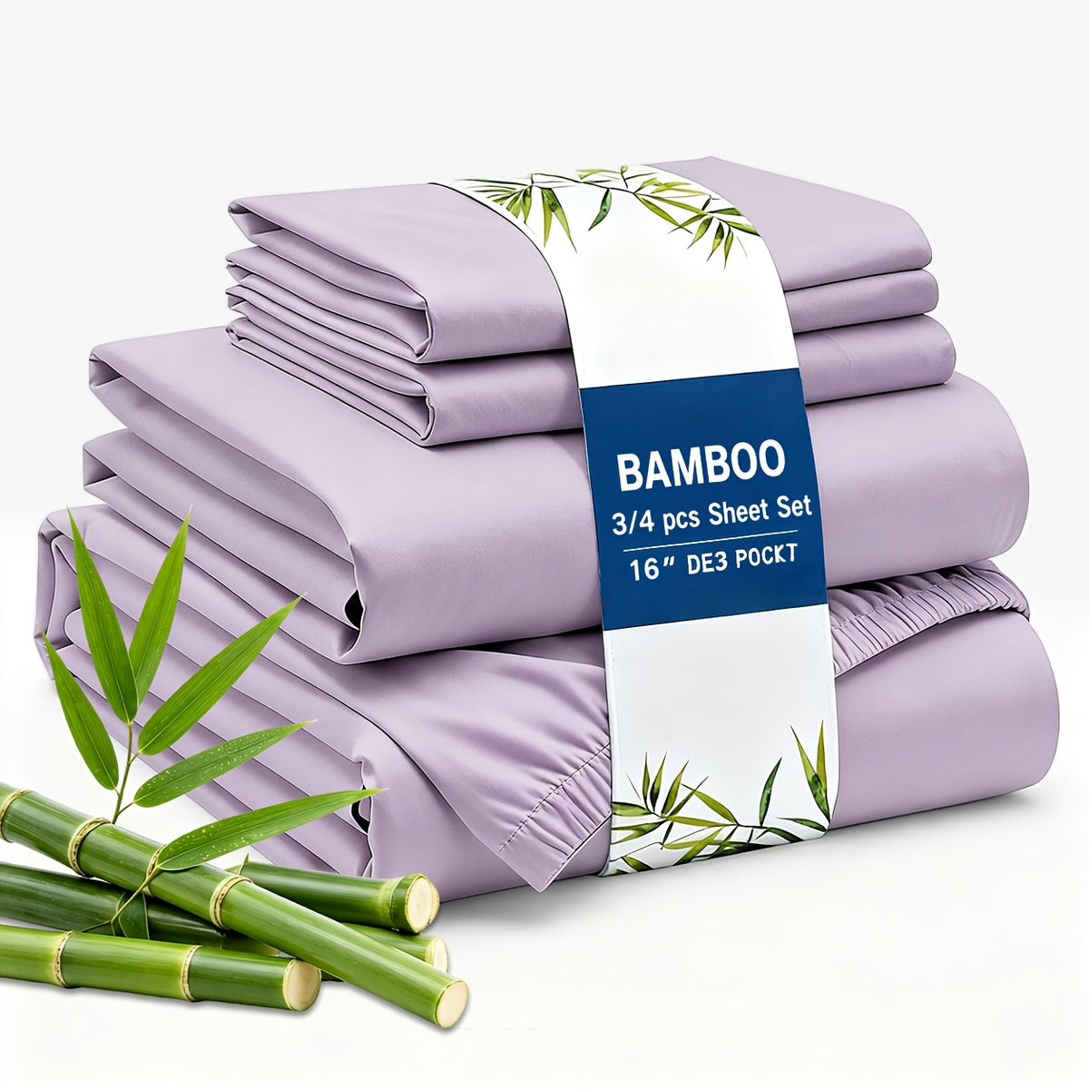 3/4pcs Cooling Bamboo Fiber Sheet Set - 16-Inch Extra-Deep Pocket Sheets - Luxuriously Soft, Hotel-Style Cooling Bedding - Ideal for Hot Sleepers, Wrinkle- And Shrink-Resistant Twin, Full, Queen, And King Sizes