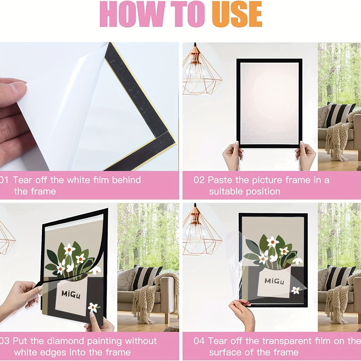 Set of 10 Diamond-Shaped Magnetic Art Frames Measuring 12X16 Inches - Self-Adhesive And Made of Lightweight PVC, Ideal for Displaying Pictures on Walls And Windows - Great for Photos, Posters, And More, Perfect for The Holiday Season