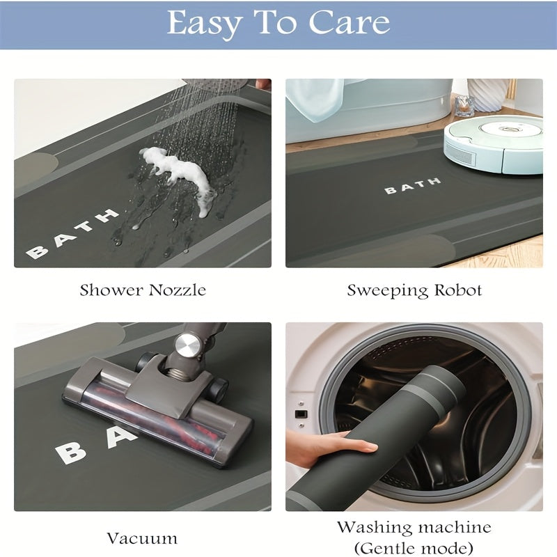2pcs Diatom Mud Kitchen Floor Mat, Gray Wood Board Pattern Long Strip Mat, Water And Oil Absorption, Anti-slip, Machine Washable, Suitable for Bathrooms, Laundries, Corridors, And Home Decoration Carpets