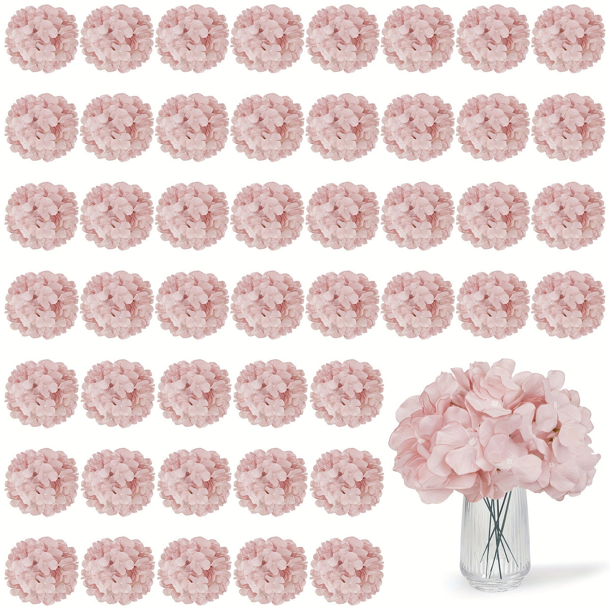 63pcs Artificial Hydrangea Flowers with Stems - Realistic Full Faux Silky Blooms, Round Heads Suitable for Wedding, Baby Shower, Garden, Party Decor, Home Decoration - Fake Flowers for Centerpieces, Arrangements, Year-Round Use