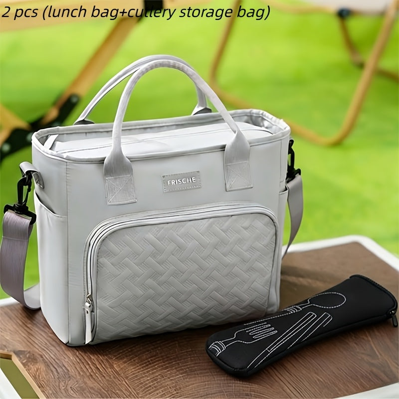 2.91 Gallon Insulated Lunch Bag with Adjustable Shoulder Strap and Carry Handles, Large Thermal Food Tote for Work, Beach Trips and Outdoor Picnics