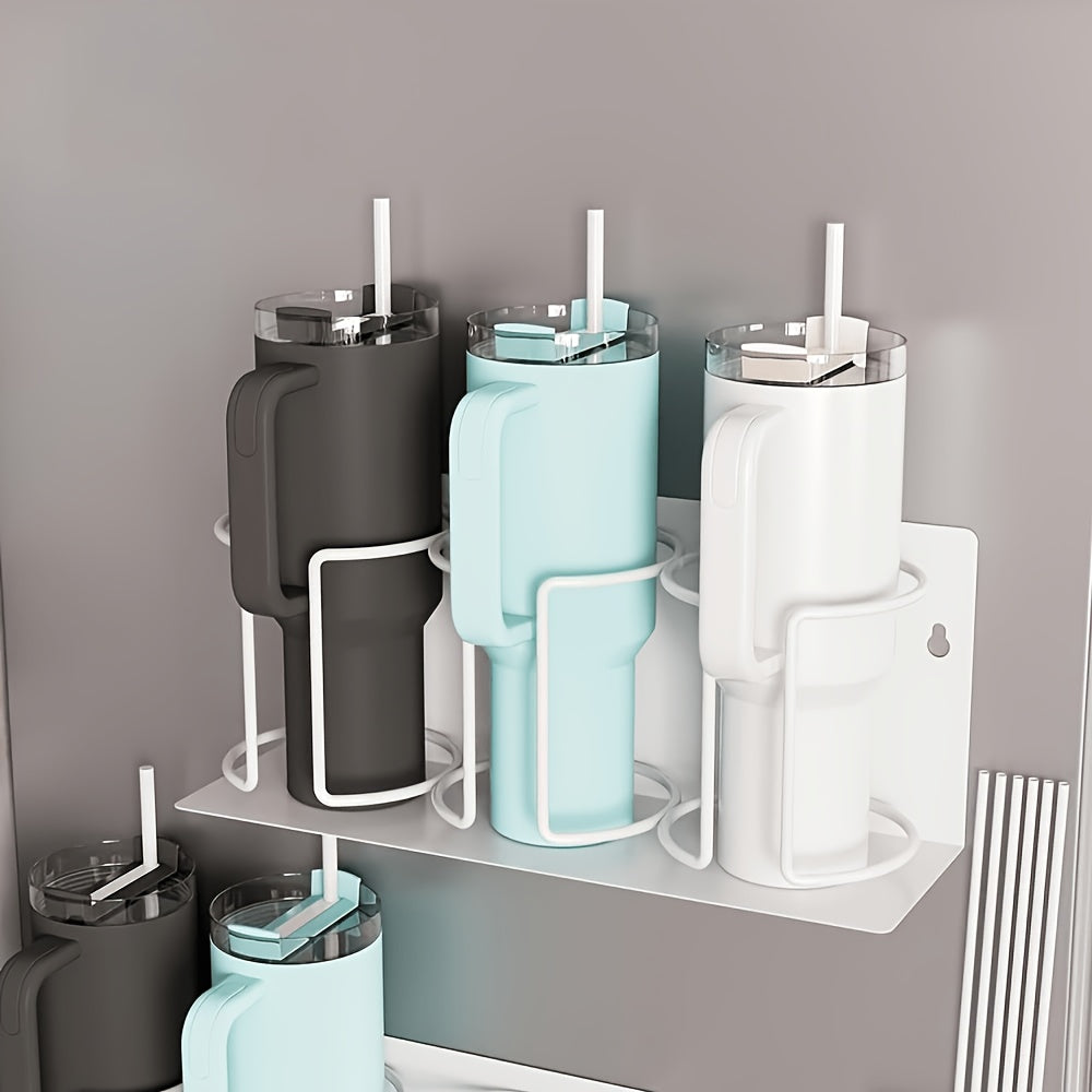 Magnetic Cup Holder - A 3-layer Refrigerator Organizer for Cups, Glasses and Water Bottles. Space-saving Design with A Powerful Magnetic Base, Perfect for Kitchen and Bathroom Storage. Kitchen Storage Solution. Modern Kitchen Accessories. Durable Ca