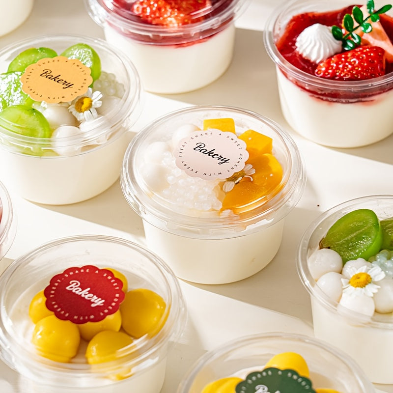 [Halloween, Christmas] 50 Party Cups with Lids Dessert Bowls Pastry Packaging Boxes- Durable And Shatterproof Dessert Containers Suitable for Yogurt, Coconut Jelly, Pudding Mousse, Oatmeal, Etc. Transparent Food-Grade Plastic, Ideal for And Events for Hal