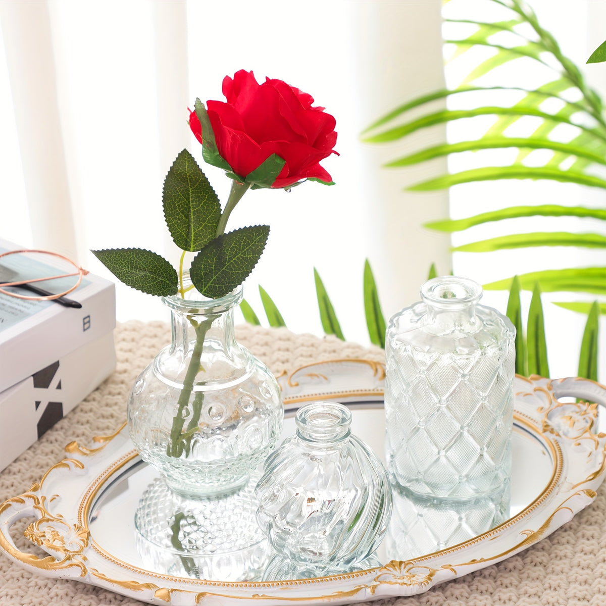 Small Glass Bud Vases, 9-Piece Assorted Size Flower Vase Set for Rustic Wedding Centerpieces, Home Table Arrangements and Seasonal Holiday Decor