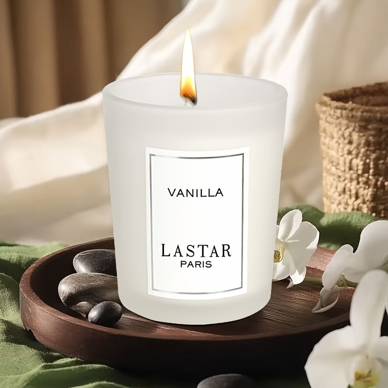 LASTAR Paris Vanilla Scented Candle - Elegant Round Soy Wax Jar with Glitter Accents, Perfect for Home, Hotel, Wedding Decor | Ideal Gift for Christmas, Halloween, Valentine's Day, Mother's Day, Net Content 70g