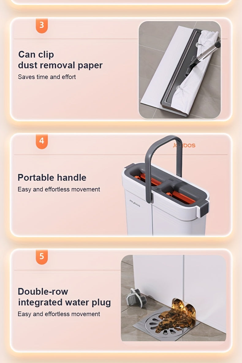 Flat Mop And Bucket with Upgrade Wringer Set, Hands Free Flat Floor Mop And Bucket, Wet And Dry Use, Separates Dirty And Clean Water, Deep-Cleaning Mops for Floors, Walls, Floor Cleaning Tools with 2 Or 6 Washable Microfiber Pads
