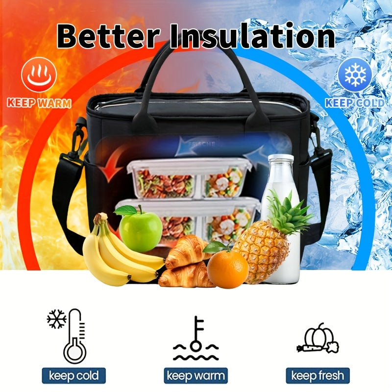 Extra Large 2.91gal Insulated Lunch Bag, Portable Thermal Tote with Adjustable Shoulder Strap and Handle, Cold & Hot Food Carrier, Beach Cooler Bag for Outdoor Use, Keeps Meals Fresh and Delicious, Non-Food Contact