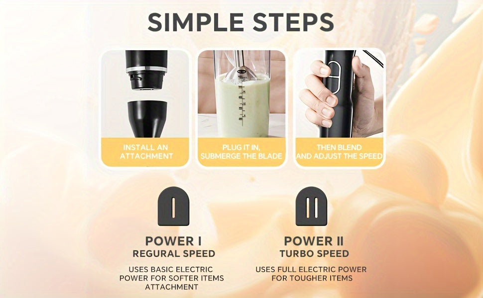 Lalayuan Electric Immersion Blender, Power Handheld Blender, 400W Portable Stick Mixer with 2 Mixing Speeds&Turbo Mode, 304 Stainless Steel Blades, Easy to Grip Speed Corded Hand Mixer, Perfect for Soup Smoothie Puree Food Fruit, with Detachable Base