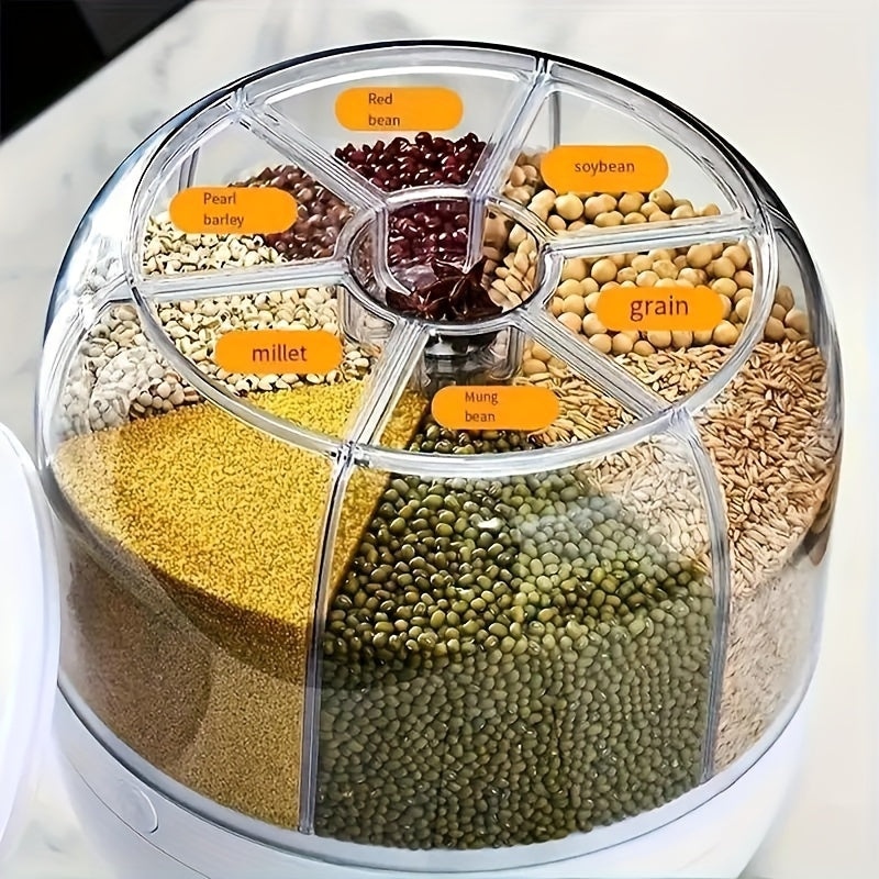 Grain Storage Container Dispenser, 19Lbs Rice Dispenser Rotating, 360° Rotating Food Dispenser One-Click Output Rice Storage Round Grain Dispenser Kitchen For Small Grains, Beans, Rice