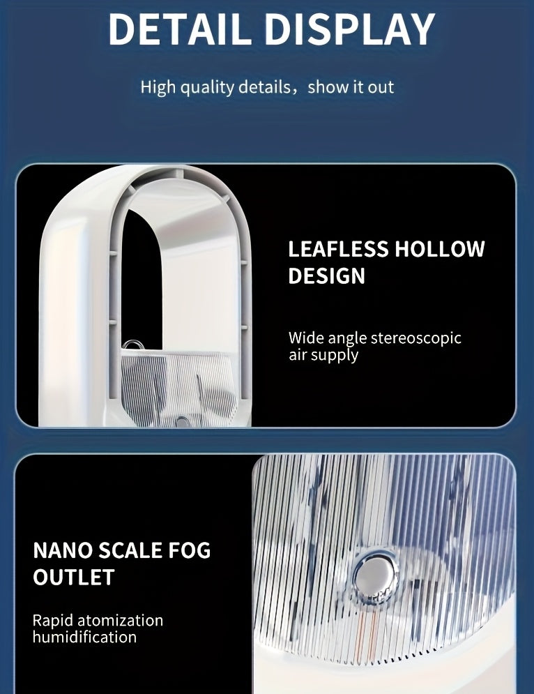 Portable Fan, USB Tower Fan, Desktop Bladeless Fan - Optional Remote Control, Touch Screen, Multi-speed Adjustment, Timer Function And Intelligent Shutdown - Perfect For Offices, Travel, Camping And Home Necessities