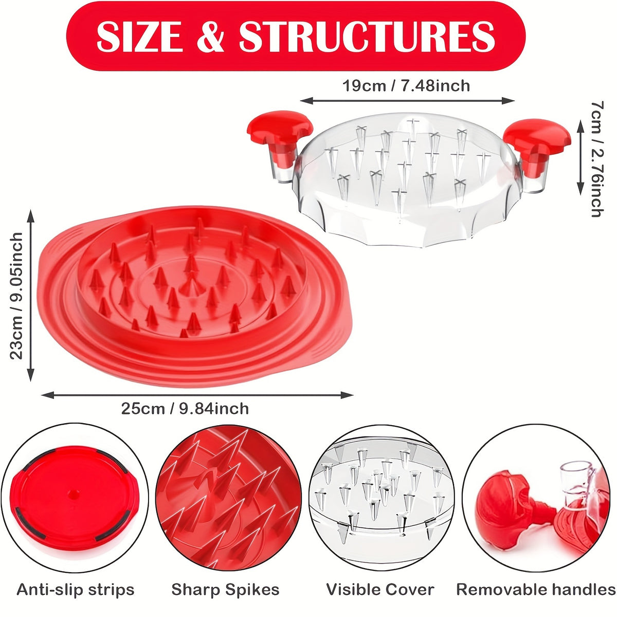 1pc Or 2pcs Kitchen Chicken Shredder Tool Twist 2024 Upgraded Large Visible Meat Shredder Twist Chicken Breast Chopper Chicken Grinder With Transparent Lid And Cleaning Brush Anti-slip Strip Suitable For Pork Beef Chicken