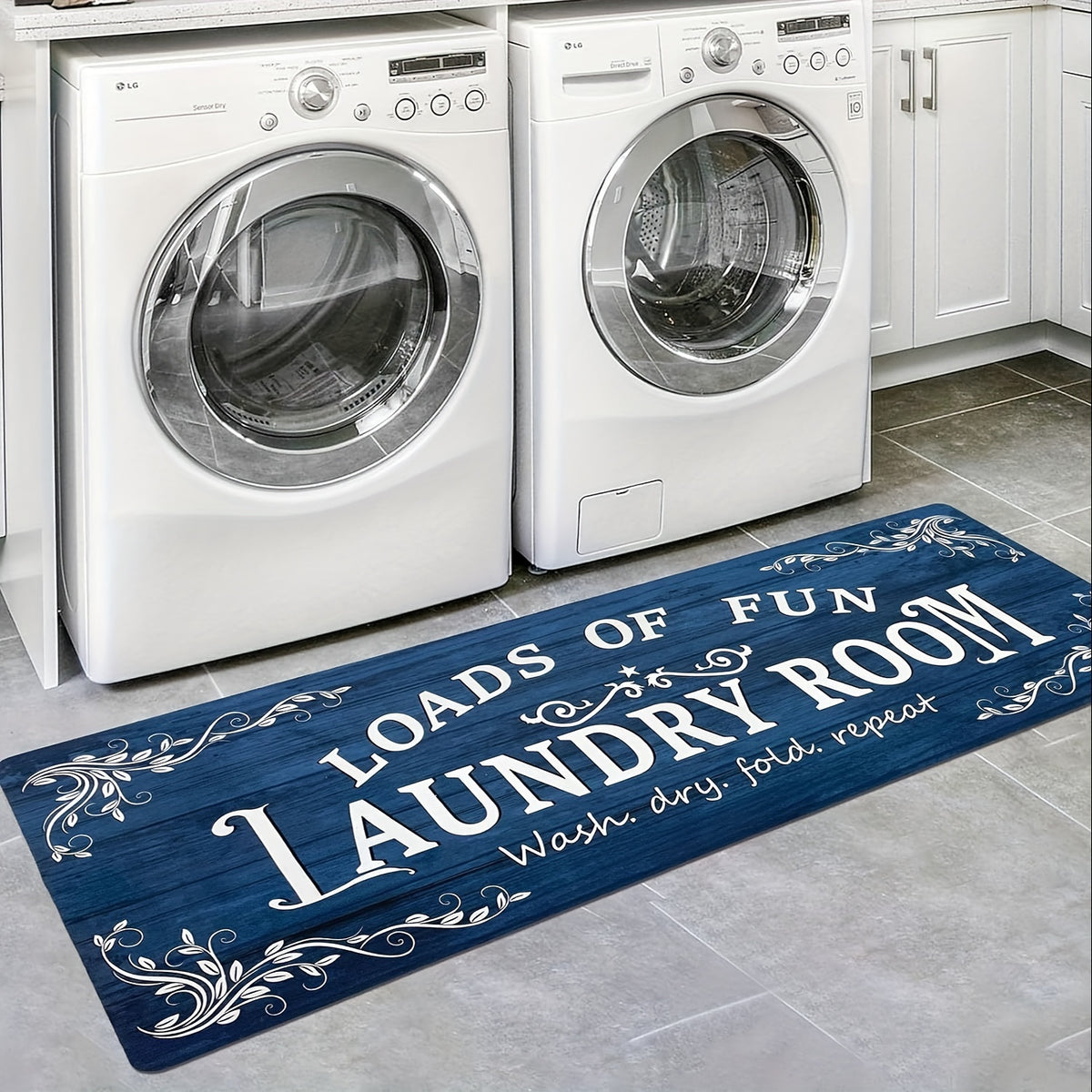 1pc Non Slip Laundry Room High Quality Runner Rug, Decor Non-Skid Comfort Standing Mat Machine Washable Text Design Laundry Mat, Floor Mats & Matting for Kitchen, Porch, Bathroom, Hotel, Commercial Laundry Rooms, And Home, Bathroom Rug 20x60in
