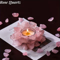 Natural Crystal Candle Holder, Handmade Pink Crystal or Amethyst Candlestick for Home Centerpieces, Fall Table Decor and Teacher Appreciation Gifts