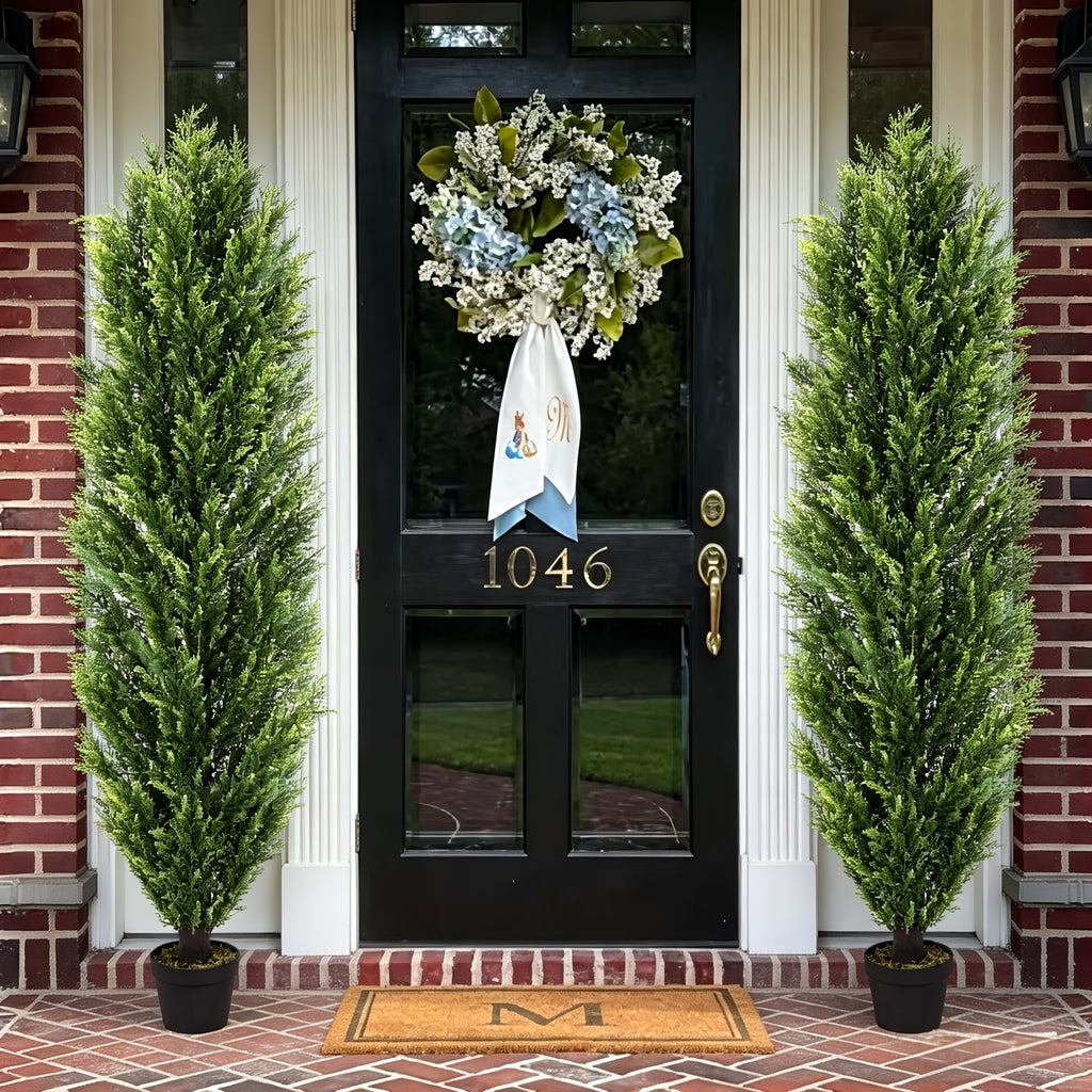 2-Pack Artificial Pine Tree, Faux Greenery Shaped Tree, Artificial Christmas Tree, Suitable for Indoor/Outdoor, Courtyard, Front Door