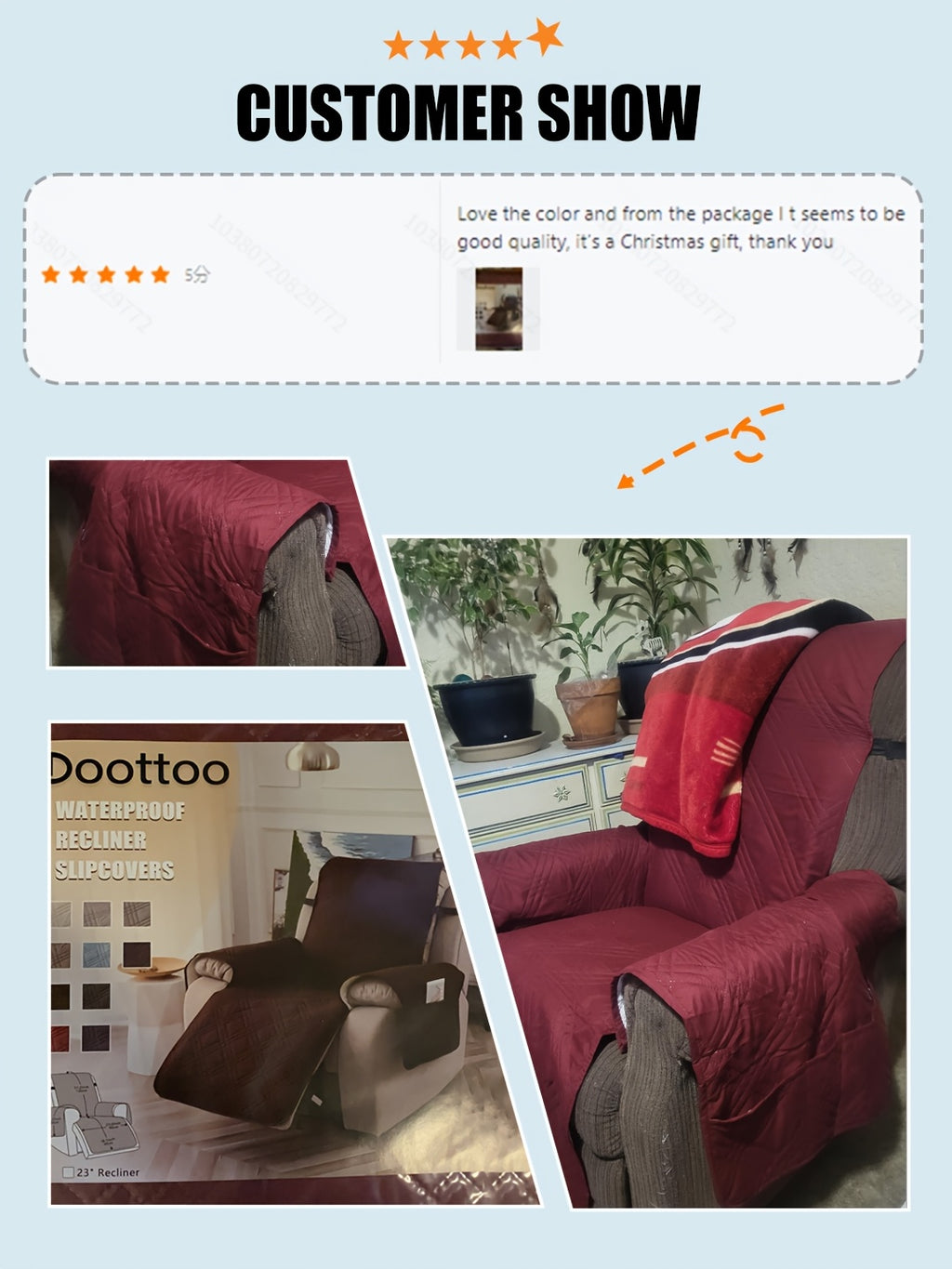 1pc 100% Waterproof Recliner Chair Cover, Non Slip Recliner Covers for Recliner Chair with Pocket, Pet Scratch-Resistant Sofa Slipcover, Washable Furniture Protector, Easy to Install for Living Room, Bedroom, And Study, Halloween Home Decorations