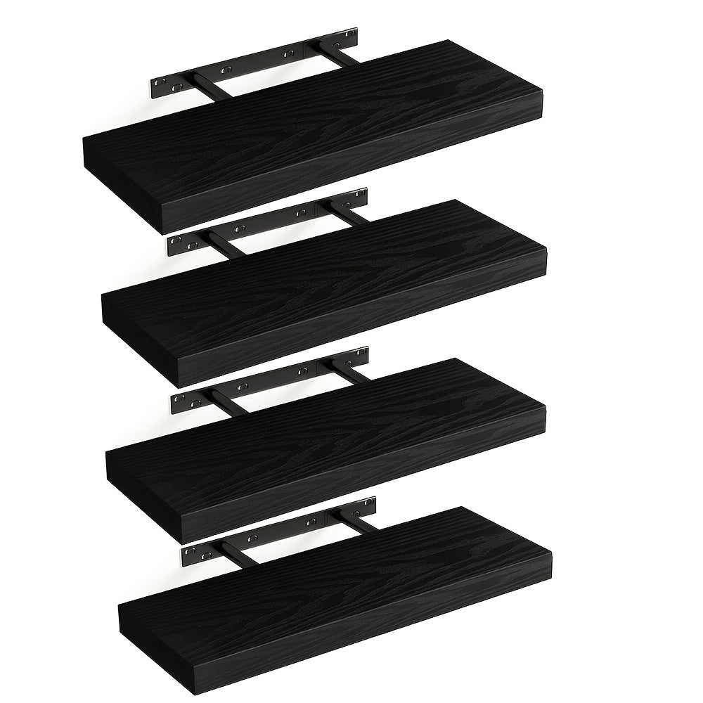 2026 Wall-Mounted Storage Shelf Set of 4, Designed for Walls, Sturdy Storage Solution, Rustic Wooden Wall Shelf for Room Decor, Closet, Bathroom Storage, And Additions, Available in Black, Gray, White, And Brown, Durable Wall Shelf