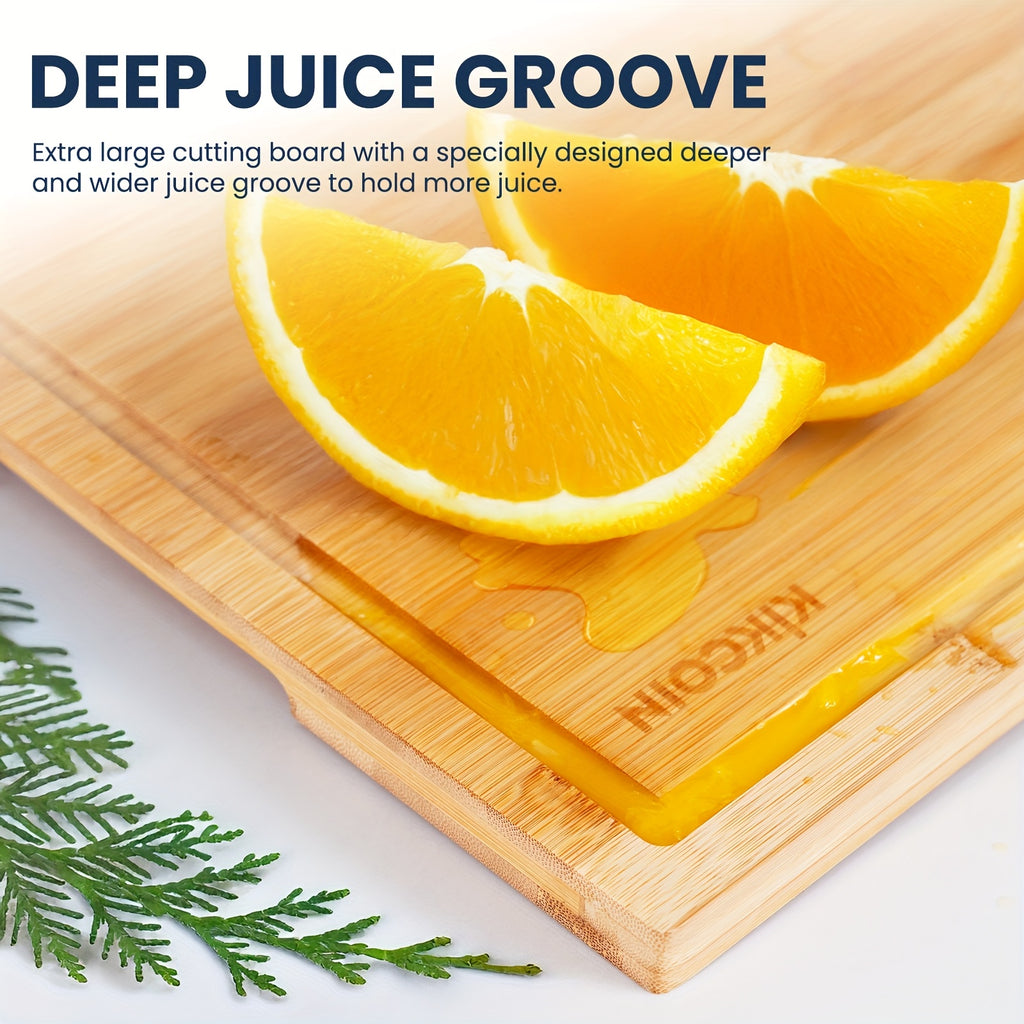 4pcs/1pc Kitchen Bamboo Cutting Board, Chopping Board with Storage Rack And Juice Groove.Essential Kitchen Tools.for Vegetables, Meat, Fruits, Bread Cheese.Great Gift for Family, Friends.Memorial Day, Spring Essentials, Mother's Day Gift