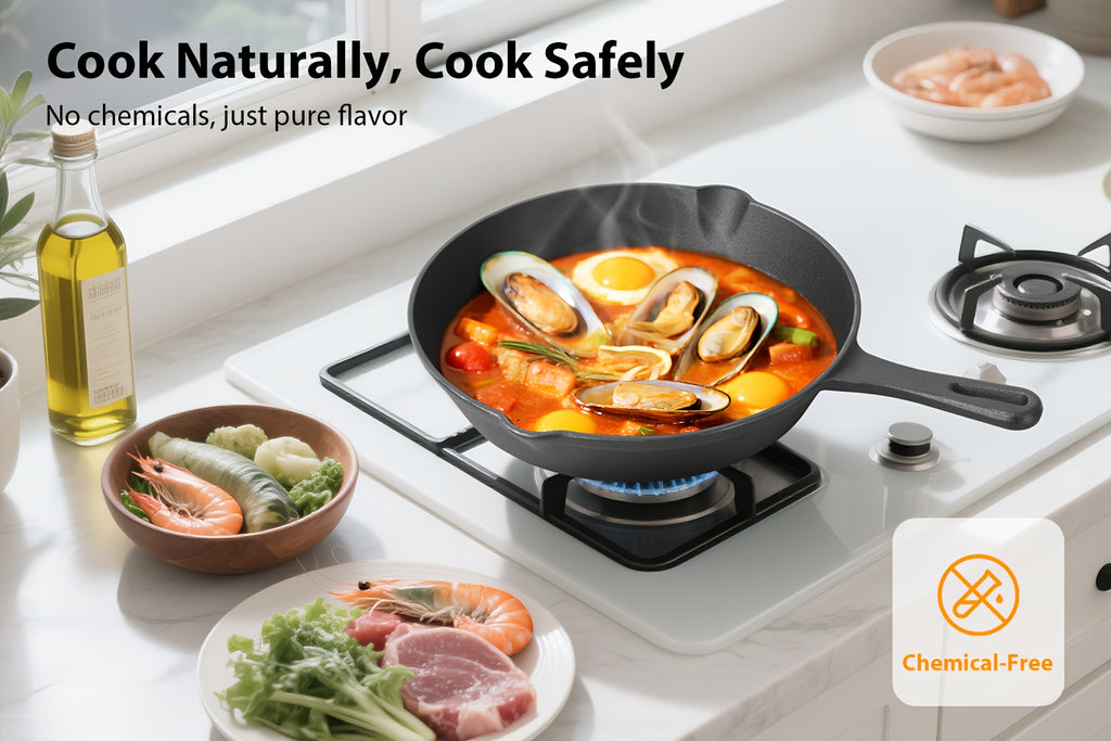 3/4/5pcs Cast Iron Skillet Set, Professional-Grade Commercial Quality Pre-Seasoned Cookware, Suitable for Frying, Sautéing, and Cooking, Usable Indoors/Outdoors, in Ovens, and on Grills