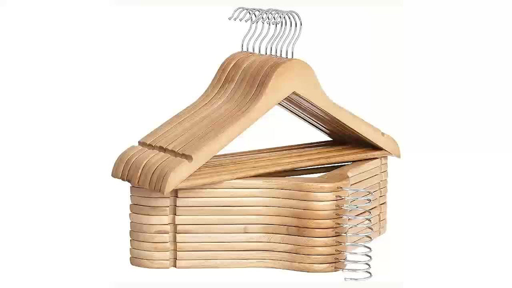 30/20/10pcs Heavy-Duty Solid Wood Clothes Hangers - Suitable for Heavy Coats, Jackets, Dresses - Space-Saving Sturdy Standalone Hangers Suitable for Home, Office, Hotel; Durable Wood Hangers for Wardrobe, Wood for Fashion Enthusiasts