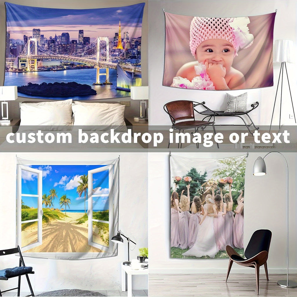 Custom Polyester Banner, Personalized Logo Text and Image Tapestry in Nine Sizes for Birthday Parties, Anniversary Displays, Memorial Events and Wall Decor